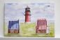 Preview: Büsum Leuchtturm Strandkörbe - Aquarell Kunstdrucke auf Leinwand - Keilrahmen 30 x 20 cm