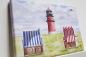 Preview: Büsum Leuchtturm Strandkörbe - Aquarell Kunstdrucke auf Leinwand - Keilrahmen 30 x 20 cm
