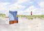 Preview: Beach chair Lighthouse Sylt List Beach - watercolor art prints on canvas - stretcher frame 30 x 20 cm
