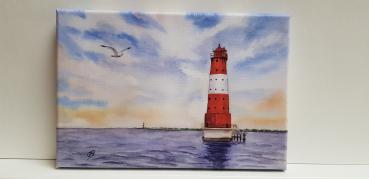 Leuchtturm Arngast Wilhelmshaven Nordsee Meer - Aquarell Kunstdrucke auf Leinwand - Keilrahmen 30 x 20 cm