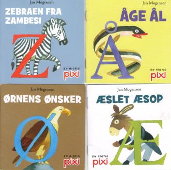 4 PIXI Bücher DÄNISCH Danish Dansk ABC Alfabet Alphabet Aufkleber Sticker