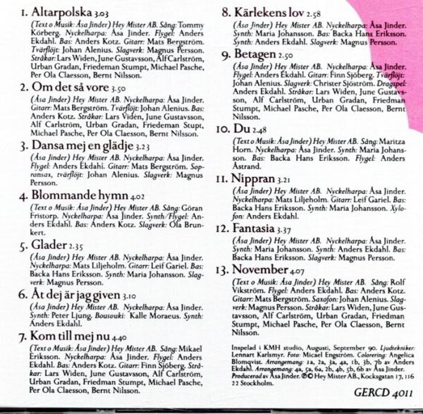 CD Asa åsa Jinder Dansa Mej En Glädje Folkmusik Swedish 1990 Folk Sweden