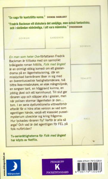 Book Fredrik Backman SWEDISH  - Folk med angest - paperback