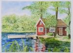 Fine Art Print in Fotoqualität auf Hahnemühle Papier, matt. Motiv Schweden Schwedenhaus Landschaft See 24 x 32 cm.